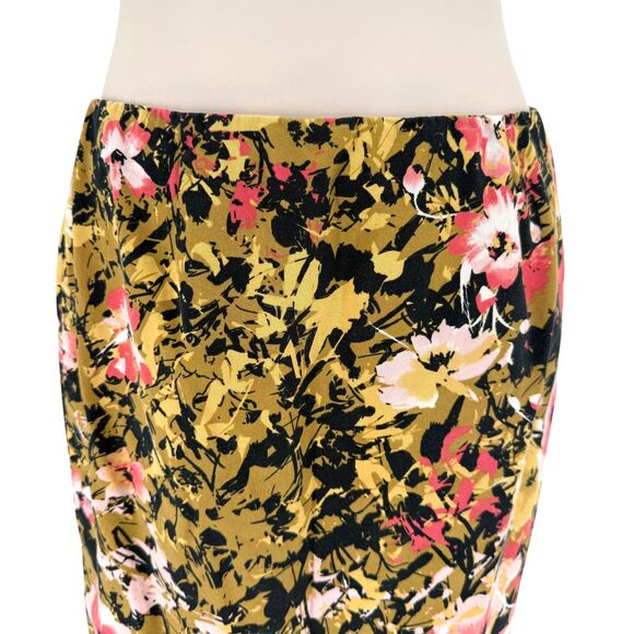 J. Jill Pencil Skirt 6 PETITE Bold Floral Abstract Print Cotton Stretch Side Zip - Picture 5 of 16